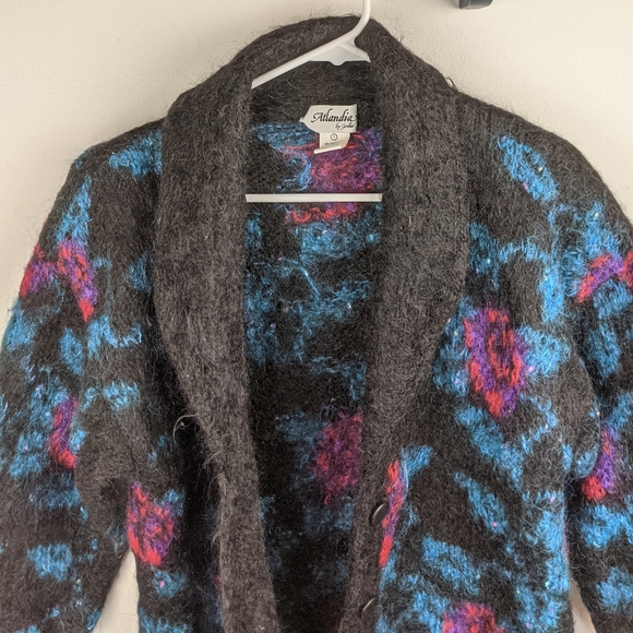 Atlandia Black Floral Mohair Button Front Cardigan - Picture 4 of 8